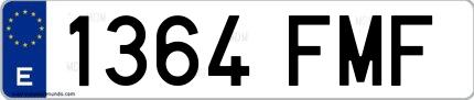 Ejemplo de matrícula española 1364 FMF