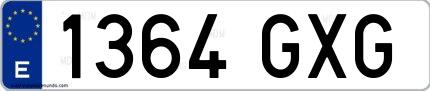 Ejemplo de matrícula española 1364 GXG