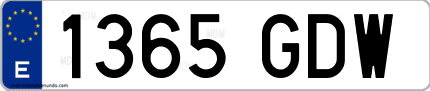Ejemplo de matrícula de coche ordinaria 1365 GDW
