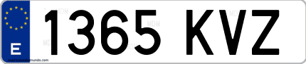 Ejemplo de matrícula de coche ordinaria 1365 KVZ