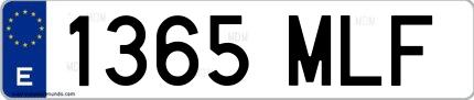Ejemplo de matrícula española 1365 MLF