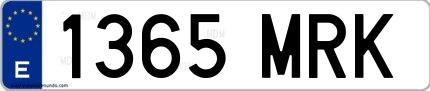 Ejemplo de matrícula española 1365 MRK