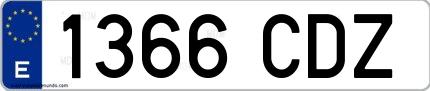 Ejemplo de matrícula española 1366 CDZ