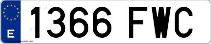 Ejemplo de matrícula española 1366 FWC
