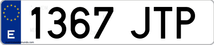 Ejemplo de matrícula de coche ordinaria 1367 JTP