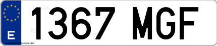 Ejemplo de matrícula de coche ordinaria 1367 MGF