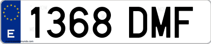 Ejemplo de matrícula de coche ordinaria 1368 DMF