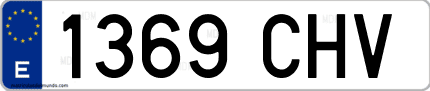 Ejemplo de matrícula de coche ordinaria 1369 CHV