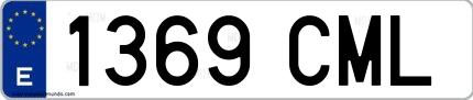 Ejemplo de matrícula española 1369 CML