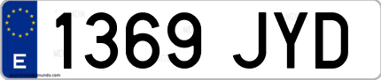 Ejemplo de matrícula de coche ordinaria 1369 JYD