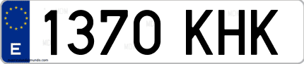 Ejemplo de matrícula de coche ordinaria 1370 KHK