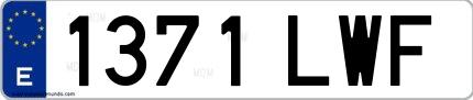 Ejemplo de matrícula española 1371 LWF