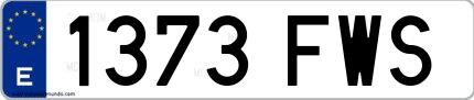 Ejemplo de matrícula española 1373 FWS