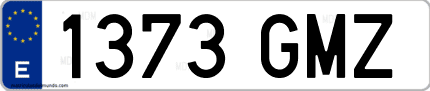 Ejemplo de matrícula de coche ordinaria 1373 GMZ