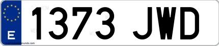 Ejemplo de matrícula española 1373 JWD