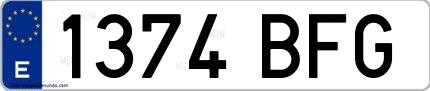 Ejemplo de matrícula española 1374 BFG