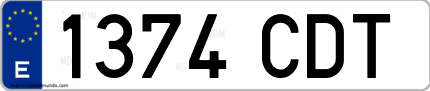 Ejemplo de matrícula de coche ordinaria 1374 CDT