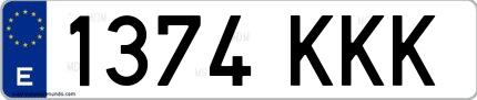 Ejemplo de matrícula española 1374 KKK