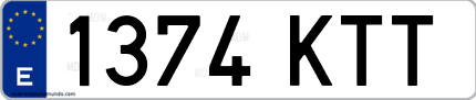 Ejemplo de matrícula de coche ordinaria 1374 KTT