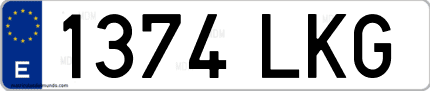 Ejemplo de matrícula de coche ordinaria 1374 LKG