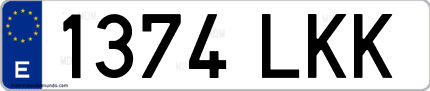 Ejemplo de matrícula de coche ordinaria 1374 LKK