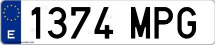 Ejemplo de matrícula española 1374 MPG