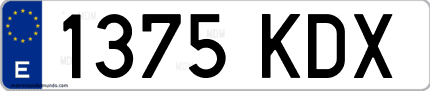 Ejemplo de matrícula de coche ordinaria 1375 KDX