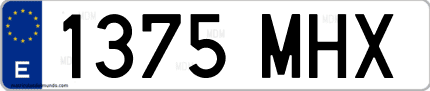 Ejemplo de matrícula de coche ordinaria 1375 MHX