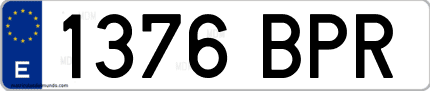 Ejemplo de matrícula de coche ordinaria 1376 BPR