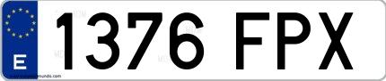 Ejemplo de matrícula española 1376 FPX