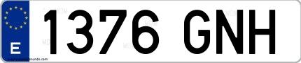 Ejemplo de matrícula española 1376 GNH
