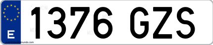 Ejemplo de matrícula de coche ordinaria 1376 GZS