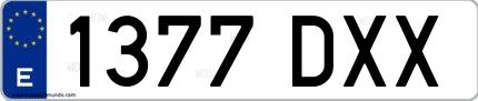 Ejemplo de matrícula española 1377 DXX