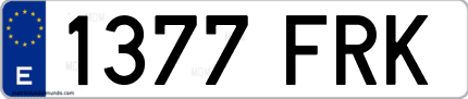 Ejemplo de matrícula de coche ordinaria 1377 FRK