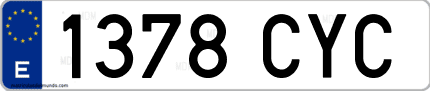 Ejemplo de matrícula de coche ordinaria 1378 CYC