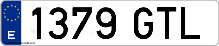 Ejemplo de matrícula de coche ordinaria 1379 GTL