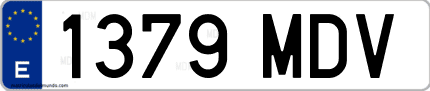 Ejemplo de matrícula de coche ordinaria 1379 MDV
