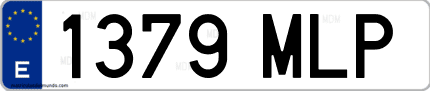 Ejemplo de matrícula de coche ordinaria 1379 MLP