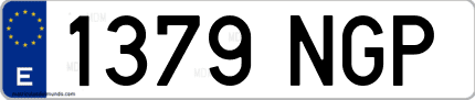Ejemplo de matrícula de coche ordinaria 1379 NGP