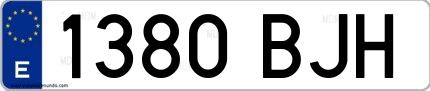 Ejemplo de matrícula española 1380 BJH