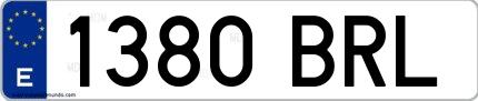 Ejemplo de matrícula española 1380 BRL