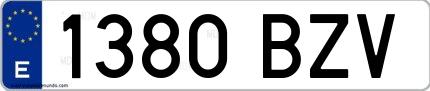 Ejemplo de matrícula española 1380 BZV