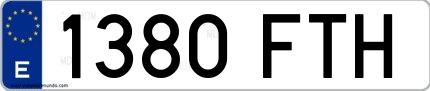Ejemplo de matrícula española 1380 FTH