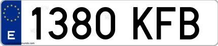 Ejemplo de matrícula española 1380 KFB