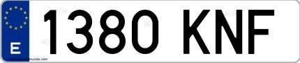 Ejemplo de matrícula española 1380 KNF