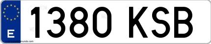 Ejemplo de matrícula española 1380 KSB