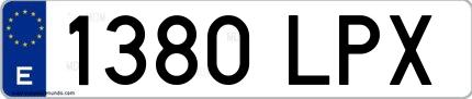 Ejemplo de matrícula española 1380 LPX