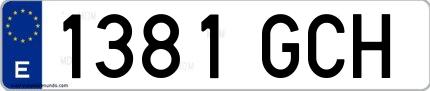 Ejemplo de matrícula española 1381 GCH