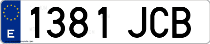 Ejemplo de matrícula de coche ordinaria 1381 JCB