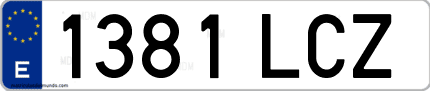 Ejemplo de matrícula de coche ordinaria 1381 LCZ